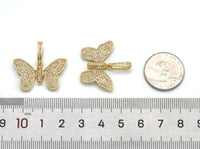 Gold Micro Pave CZ Butterfly Charm, Sku#F1520