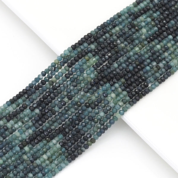 2x3mm Genuine Blue Tourmaline Faceted Rondelle Beads, Sku#U1701