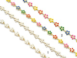 Gold Dainty Enamel Flower Chain by Yard/Necklace,sku#LS12