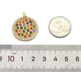 CZ Colorful Enamel Flower Medallion coin Charm, Sku#LX181
