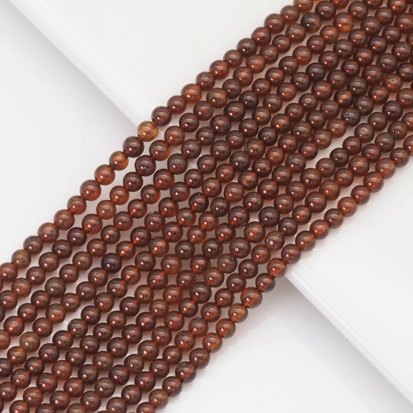4mm Genuine Brown Garnet Round Smooth Beads, Sku#U1656