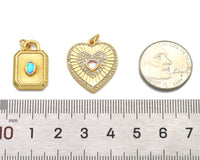 Opal Rectangle Round Heart Charm, Sku#F1521