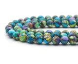 Blue Yellow Purple Imperial Jasper Round Smooth Beads,  Sku#U1450