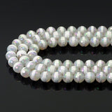 AB Mystic One Line White Agate Round Faceted Beads, Sku#UA315
