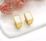 Gold Mother of Pearl Rectangle Adjustable Ring, Sku#X365