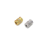 CZ Pave Gold Silver CZ Tube Spacer Beads, Sku#B343