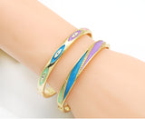 Colorful Enamel Evil Eye Rainbow Stripe line Bracelet, Sku#JL163