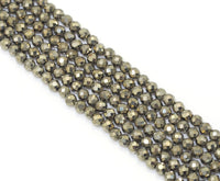 High Quality Genuine Pyrite Faceted Round Beads, 2mm/3mm, Sku#UA298