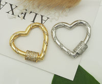 CZ Heart Screw Clasp, Sku#H334