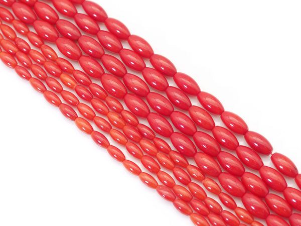 5x9mm Red Coral in Rice Shape Smooth Beads, Sku#U1453