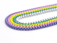 Colorful Multi Layered Enamel Box Chain Necklace, sku#EF261