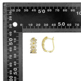 Gold Silver Baguette CZ Link Huggie Earrings, Sku#A144