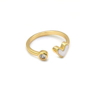 Gold Pearl Heart Dot Adjustable Ring, Sku#X372