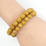 Genuine Yellow Jasper Round Smooth Stretchy Bracelet, Sku#EF446