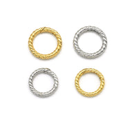 Round Gold Silver Texture Ring Snap Clasp , Sku#H342