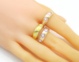 Gold Colorful Enamel Flower Adjustable Ring, Sku#LX182