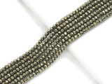 High Quality Genuine Pyrite Faceted Rondelle Beads, 2x3mm, Sku#UA300