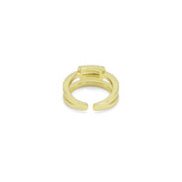 CZ Gold Rectangle Tube Double Line Adjustable Ring, Sku#LX426