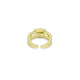 CZ Gold Rectangle Tube Double Line Adjustable Ring, Sku#LX426