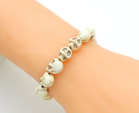 White Turquose Skull Stretch Bracelet, Sku#U1455