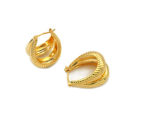 CZ Gold Oval Hoop Earrings, Sku#J382
