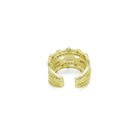 Multi Lines Rectangle Baguette Dot Round CZ Gold Adjustable Ring, Sku#Y892
