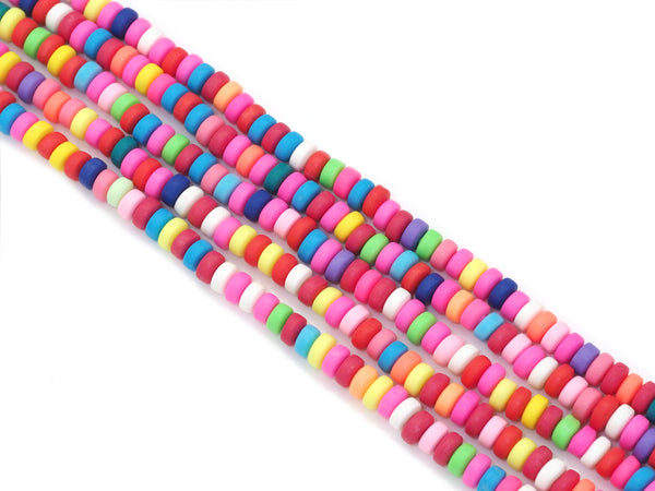 3x7mm Colorful Polymer Clay Rondelle Smooth Beads, Sku#U1470