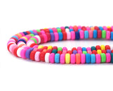 3x7mm Colorful Polymer Clay Rondelle Smooth Beads, Sku#U1470