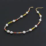 Freshwater Pearl with colorful Spacer Beads Necklace Bracelet, sku#EF512