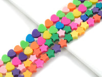 Mixed Color Star Heart Clay Beads, sku#U1472