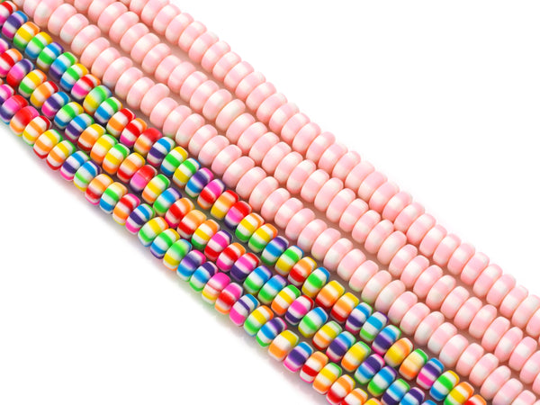 Pink Colorful Candy Rondelle Shape Clay beads, 3x7mm, sku#U1474