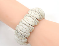 White Turquoise Adjustable Stretch Bracelet, Sku#U1467
