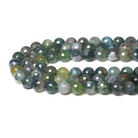 Genuine Moss Agate Round Faceted Beads, Sku#U1749