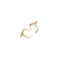 Gold Three Dots CZ Drop Line Huggie Earrings, Sku#Y849