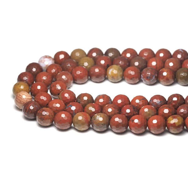 Genuine Red Yellow Agate Round Faceted Beads, Sku#U1748