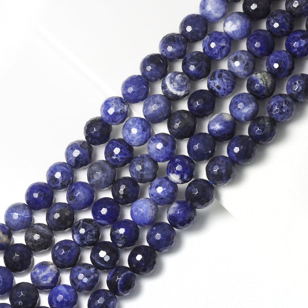 Genuine Sodalite Round Faceted Beads, Sku#U1750