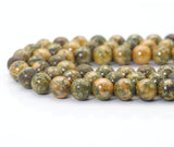 Genuine High Quality Sulphur Stone Round Smooth Beads, 6mm/8mm/10mm, Sku#U1462