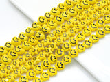 Yellow Smiley Face Ceramic Beads, 15mm, Sku#U1479