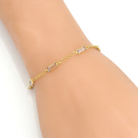 Rectangle CZ Satellite Link Adjustable Bracelet, Sku#Y851