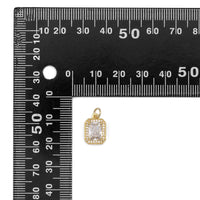 Clear Green Rectangle CZ Gold Charm, Sku#Y852