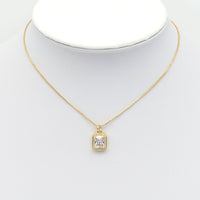 Clear Green Rectangle CZ Gold Charm, Sku#Y852