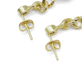 Gold Silver Citrine Amethyst CZ Chain Link Stud Earrings, Sku#Y854