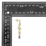 Gold Silver Citrine Amethyst CZ Chain Link Stud Earrings, Sku#Y854