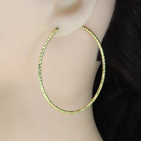 Large Gold Twisted Round Hoop Earrings, Sku#Y855