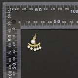 Clear CZ Gold White Pearl Dangle Earrings, Sku#LX427