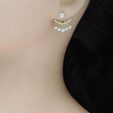Clear CZ Gold White Pearl Dangle Earrings, Sku#LX427