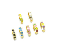 Gold Colorful Enamel Smiley Face Adjustable Ring, Sku#LX187