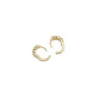 Gold Silver String Heart CZ Huggie Earrings, Sku#A123