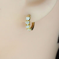 Gold Silver String Heart CZ Huggie Earrings, Sku#A123