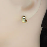 Gold Silver Thick Small Huggie with CZ Line earrings, Sku#A125
